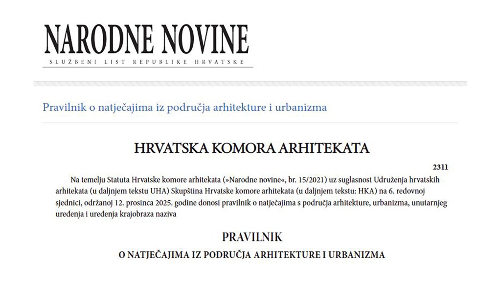 Stupio je na snagu novi Pravilnik o natječajima iz područja arhitekture i&nbsp;urbanizma