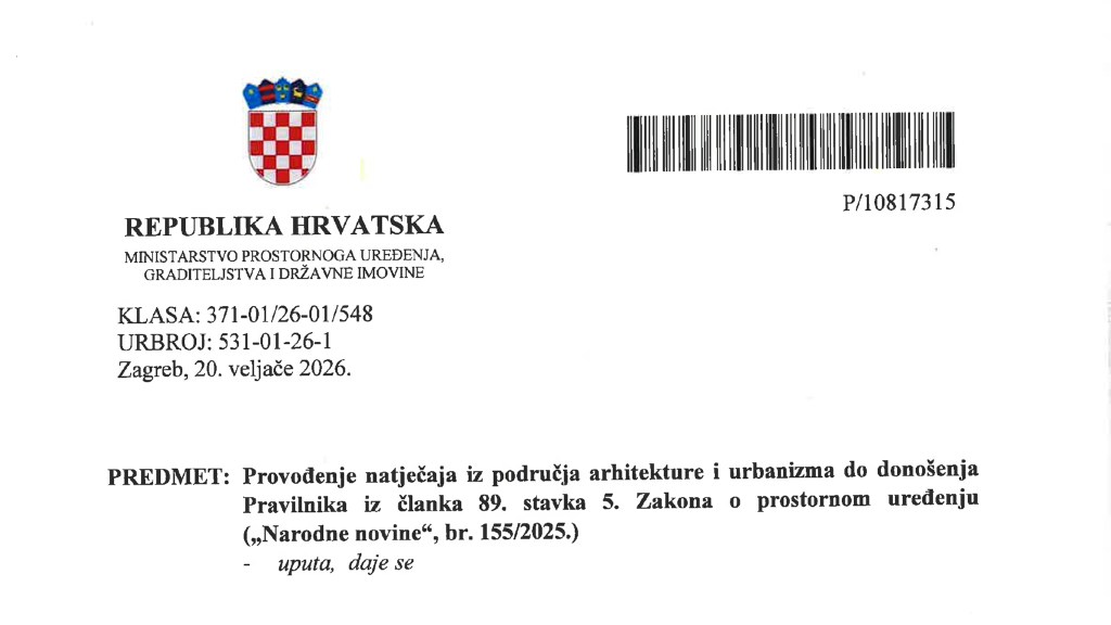 Uputa o provođenju natječaja iz područja arhitekture i&nbsp;urbanizma